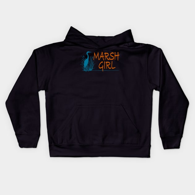 Marsh Girl (teal & tangerine) Kids Hoodie by MotiviTees